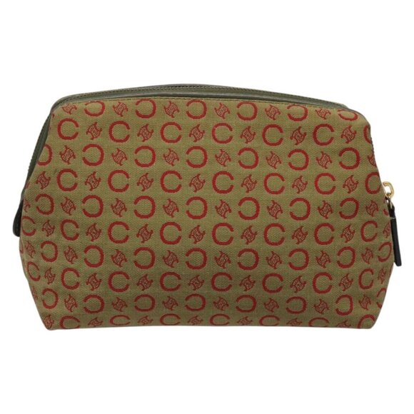 CELINE C Macadam Canvas Accessory Pouch Beige Red gold Auth hk2051 - Picture 3 of 13